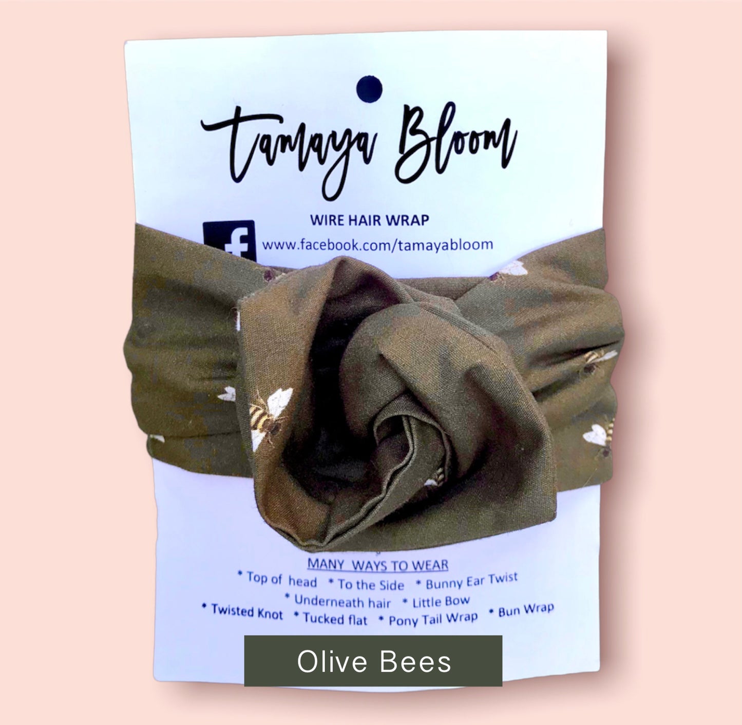 Wire Hair Wrap Olive Bees