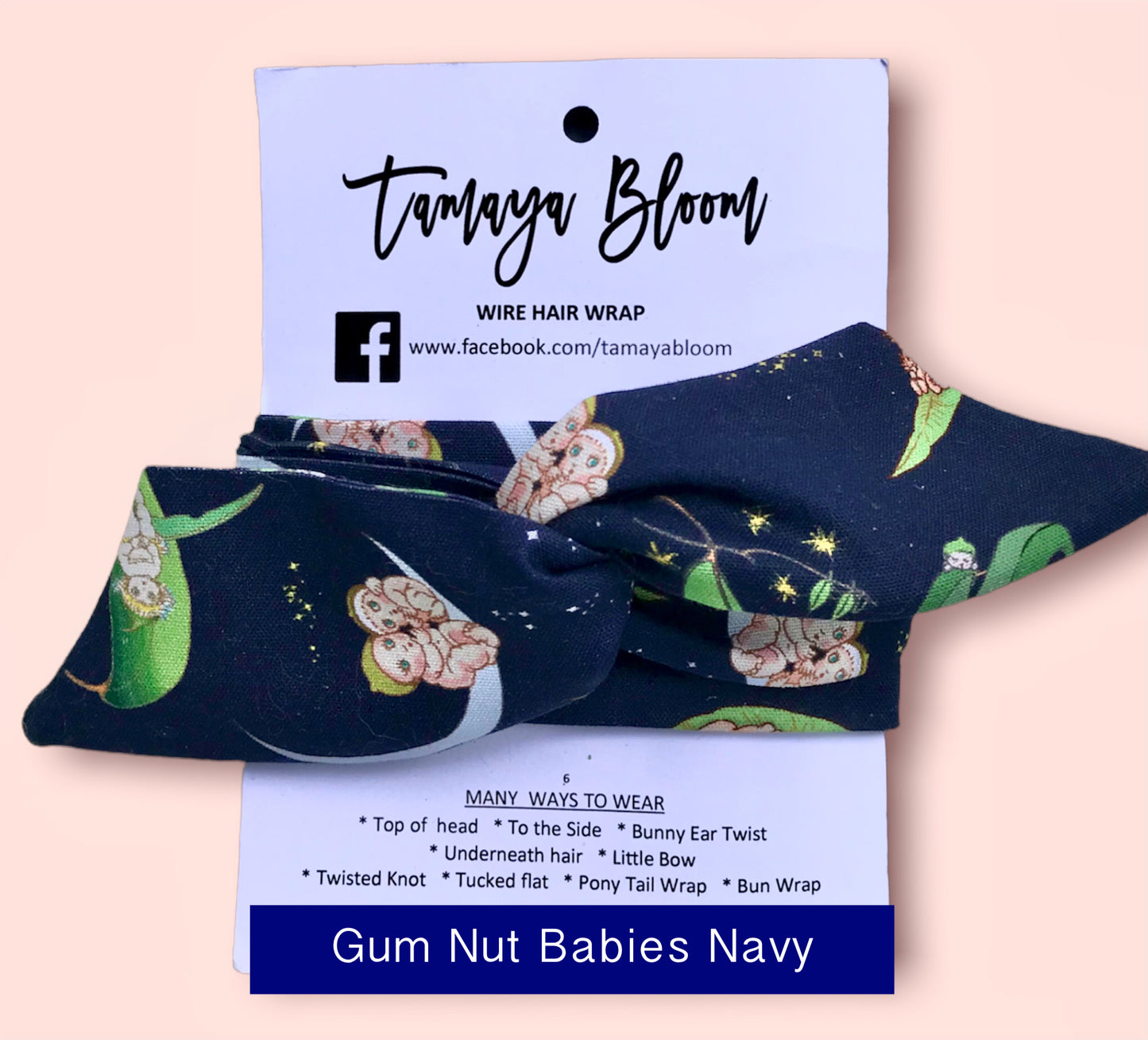 Wire Hair Wrap Gum Nut Babies Navy