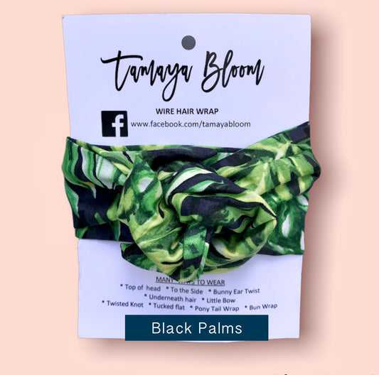 Wire Hair Wrap Black Palms