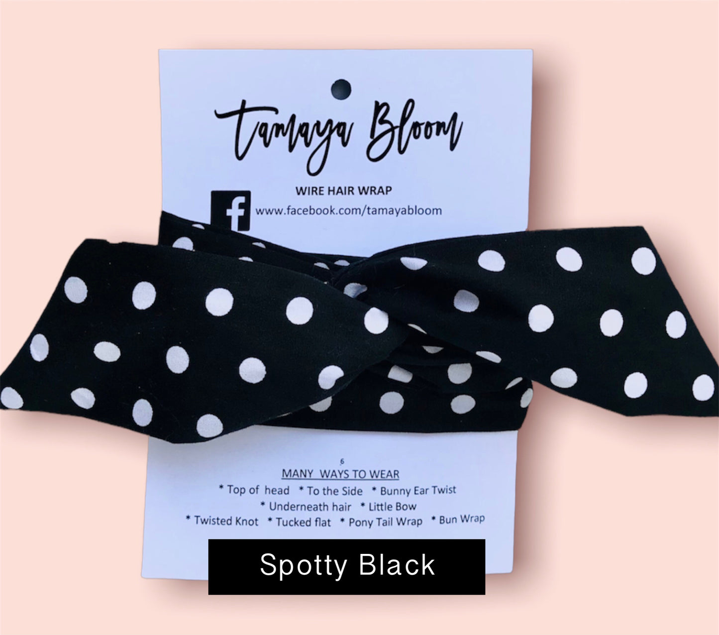 Wire Hair Wrap Spotty Black