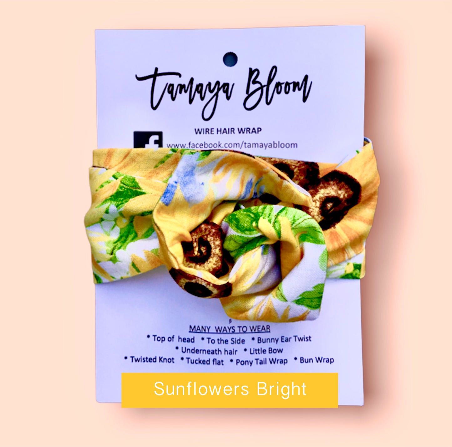 Wire Hair Wrap Sunflowers Bright