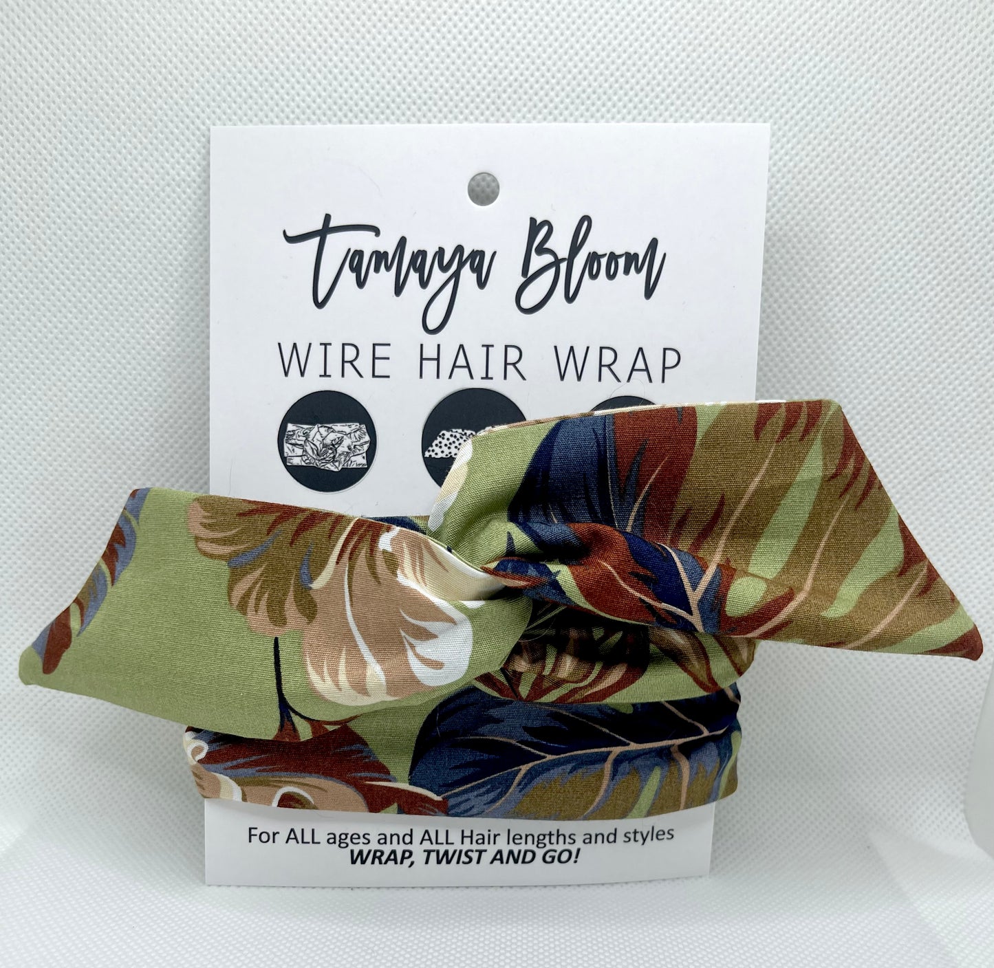 Wire Hair Wrap Khaki Leaves