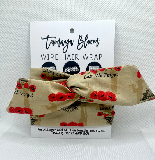 Wire Hair Wrap Beige Commemorative Poppies