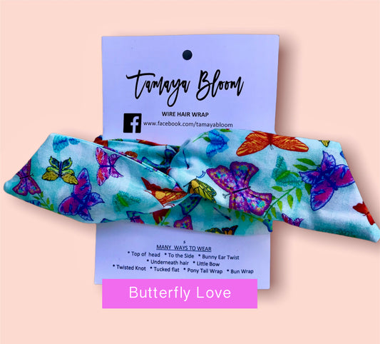 Wire Hair Wrap Butterfly Love