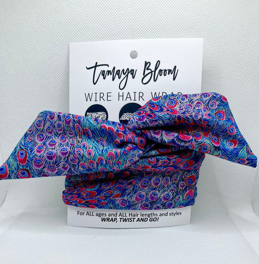 Wire Hair Wrap Peacock blue pink
