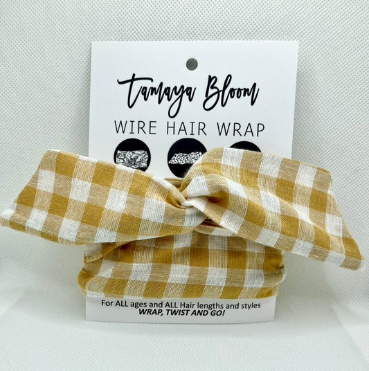 Wire Hair Wrap Gingham Check