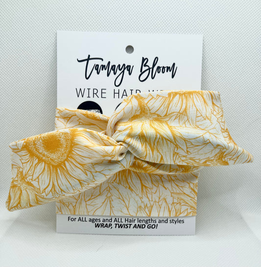 Wire Hair Wrap Sketchy Sunflowers