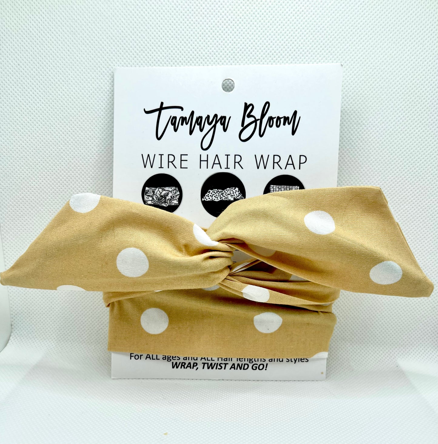 Wire Hair Wrap Beige Spots