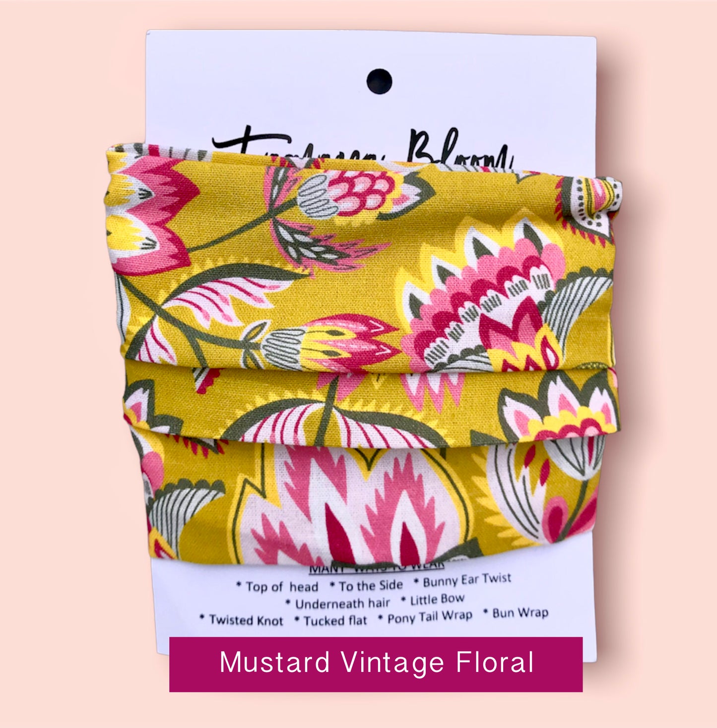 Wire Hair Wrap Mustard Vintage Floral