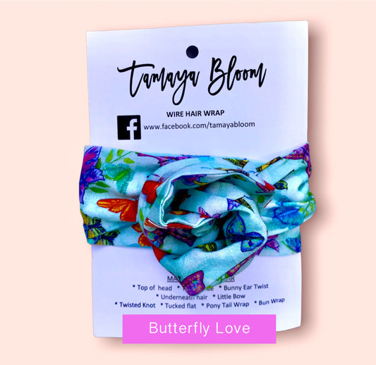 Wire Hair Wrap Butterfly Love